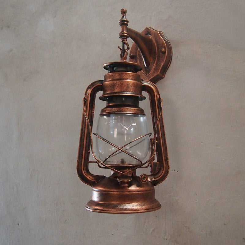 Transparent Glass Bronze/Black Wall Light Kerosene 1 Bulb Nautical Wall Mounted Lamp for Foyer Copper A Clearhalo 'Art deco wall lights' 'Cast Iron' 'Glass' 'Industrial wall lights' 'Industrial' 'Middle century wall lights' 'Modern' 'Rustic wall lights' 'Tiffany' 'Traditional wall lights' 'Wall Lamps & Sconces' 'Wall Lights' Lighting' 1917375