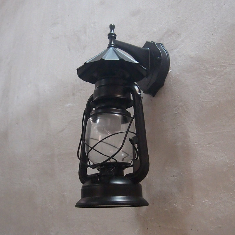 Transparent Glass Bronze/Black Wall Light Kerosene 1 Bulb Nautical Wall Mounted Lamp for Foyer Black B Clearhalo 'Art deco wall lights' 'Cast Iron' 'Glass' 'Industrial wall lights' 'Industrial' 'Middle century wall lights' 'Modern' 'Rustic wall lights' 'Tiffany' 'Traditional wall lights' 'Wall Lamps & Sconces' 'Wall Lights' Lighting' 1917379