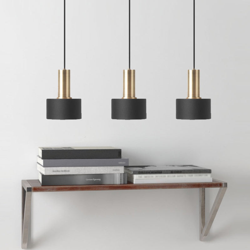 Nordic 1 Bulb Hanging Lamp Black and Gold Round/Cone/Cylinder Drop Pendant with Iron Shade for Kitchen Clearhalo 'Ceiling Lights' 'Pendant Lights' 'Pendants' Lighting' 1917874