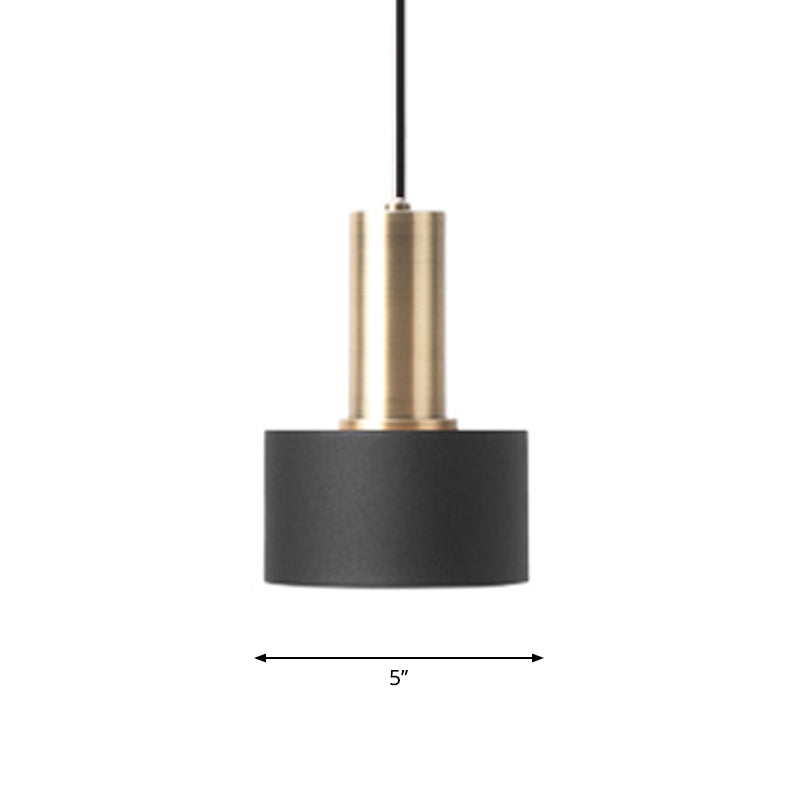 Nordic 1 Bulb Hanging Lamp Black and Gold Round/Cone/Cylinder Drop Pendant with Iron Shade for Kitchen Clearhalo 'Ceiling Lights' 'Pendant Lights' 'Pendants' Lighting' 1917876