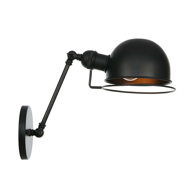 Black Hemispherical Adjustable Wall Lamp Industrial Iron 8