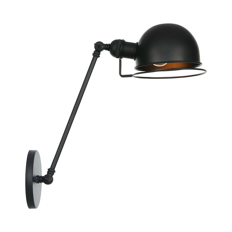 Black Hemispherical Adjustable Wall Lamp Industrial Iron 8