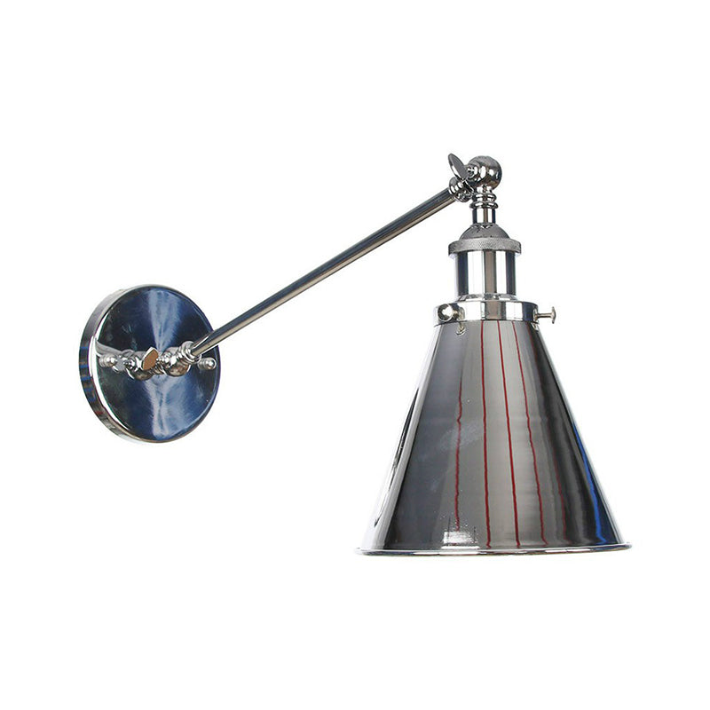 Single Saucer/Horn Shaped Wall Lamp Factory Polished Chrome Iron Wall Light Fixture with 8