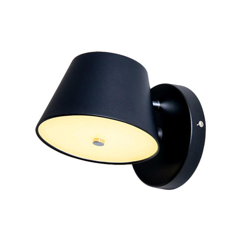 Nordic Tapered Shade Wall Lamp Metal Black/White Wall Sconce for Bedroom Study Room Clearhalo 'Wall Lamps & Sconces' 'Wall Lights' Lighting' 191861