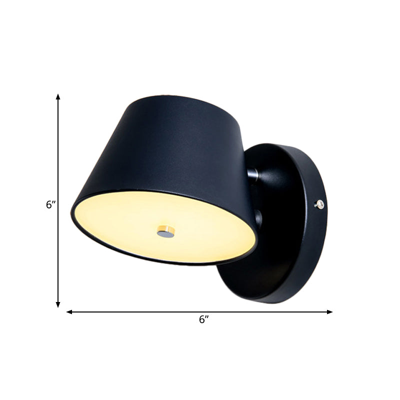 Nordic Tapered Shade Wall Lamp Metal Black/White Wall Sconce for Bedroom Study Room Clearhalo 'Wall Lamps & Sconces' 'Wall Lights' Lighting' 191862