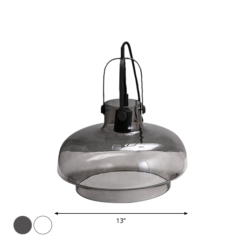 Pot Smoke/Clear Glass Pendant Light Farmhouse 1 Head 7