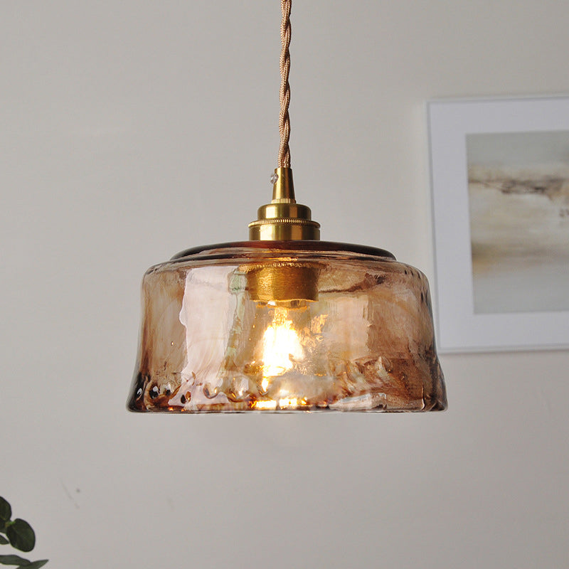 1-Light Suspended Lighting Fixture Rustic Dining Room Pendant Lamp with Round Amber Alabaster Glass Shade in Brass Brass Clearhalo 'Art Deco Pendants' 'Cast Iron' 'Ceiling Lights' 'Ceramic' 'Crystal' 'Industrial Pendants' 'Industrial' 'Metal' 'Middle Century Pendants' 'Pendant Lights' 'Pendants' 'Tiffany' Lighting' 1918657