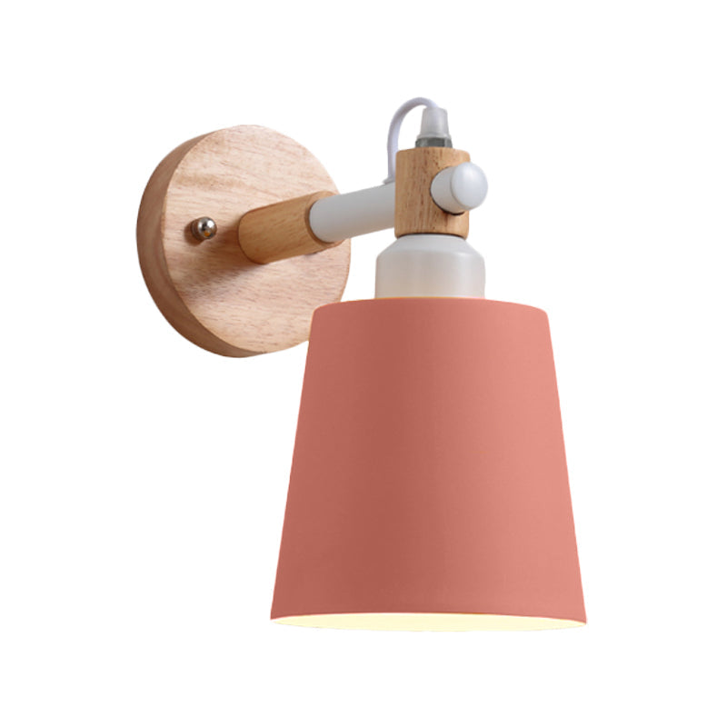 Macaroon Tapered Shade Wall Light Metal 1 Head Wall Sconce Light for Kid Bedroom Clearhalo 'Wall Lamps & Sconces' 'Wall Lights' Lighting' 191998