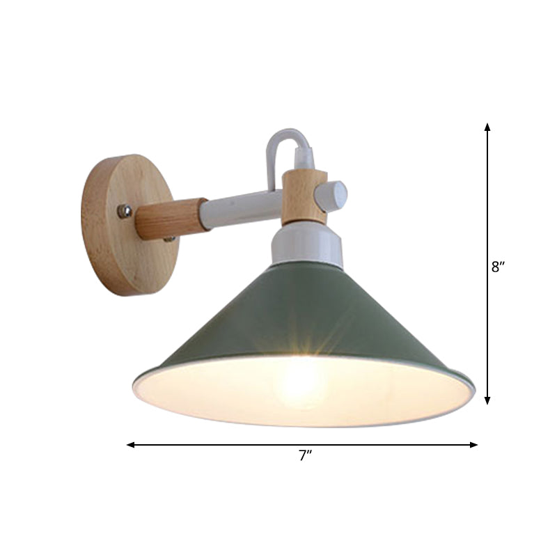 Macaroon Pyramid Shape Wall Sconce Metal and Wood 1 Light Wall Lamp for Dining Room Clearhalo 'Wall Lamps & Sconces' 'Wall Lights' Lighting' 192026