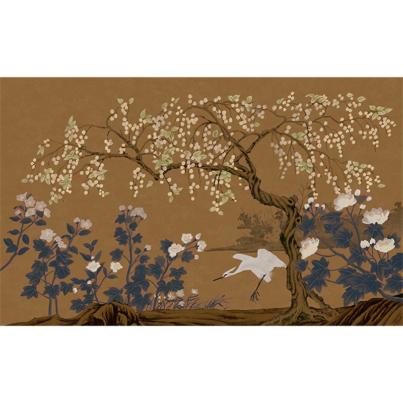 Asia Longan Trees Harvest Mural Dark Color Flower Wall Art for Dining Room, Custom-Made Clearhalo 'Wall Decor' 'Wall Mural' 1920543