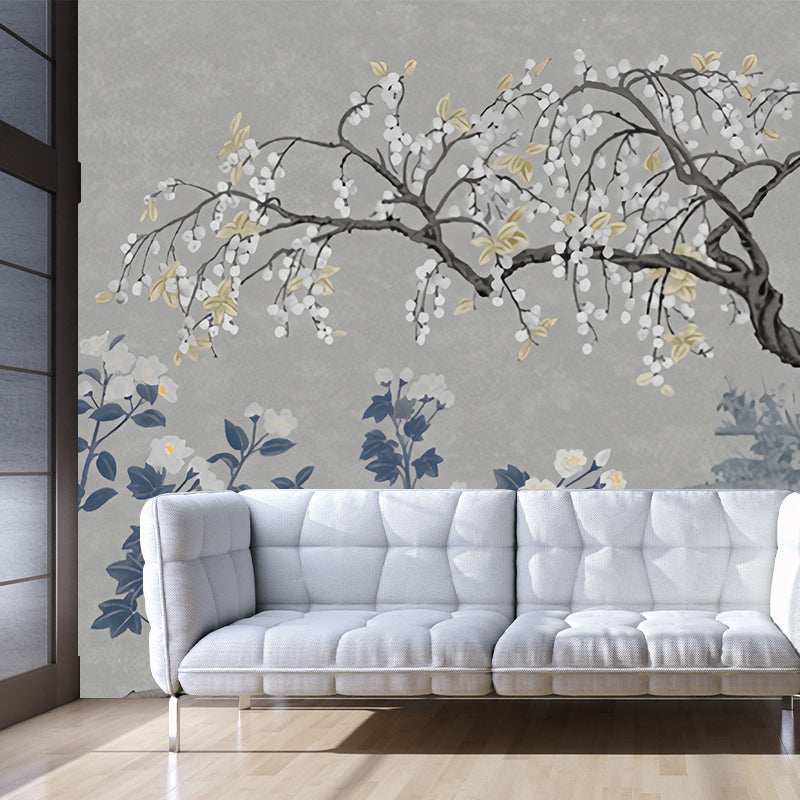 Asia Longan Trees Harvest Mural Dark Color Flower Wall Art for Dining Room, Custom-Made Clearhalo 'Wall Decor' 'Wall Mural' 1920547