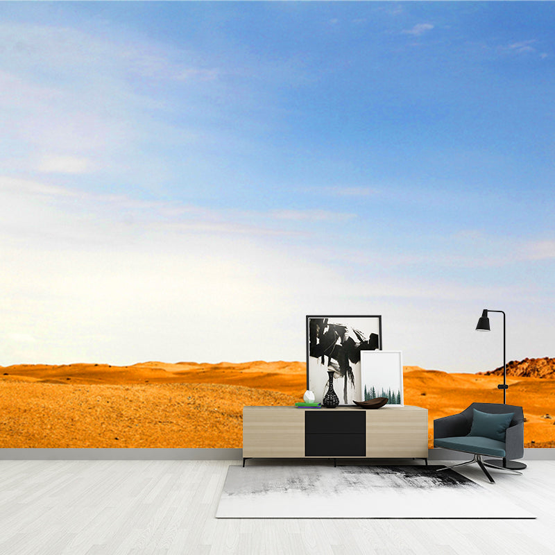 Blue Minimalist Wall Mural Decal Large Desert and Sky Scenery Wall Art for Living Room Blue Clearhalo 'Wall Decor' 'Wall Mural' 1920700