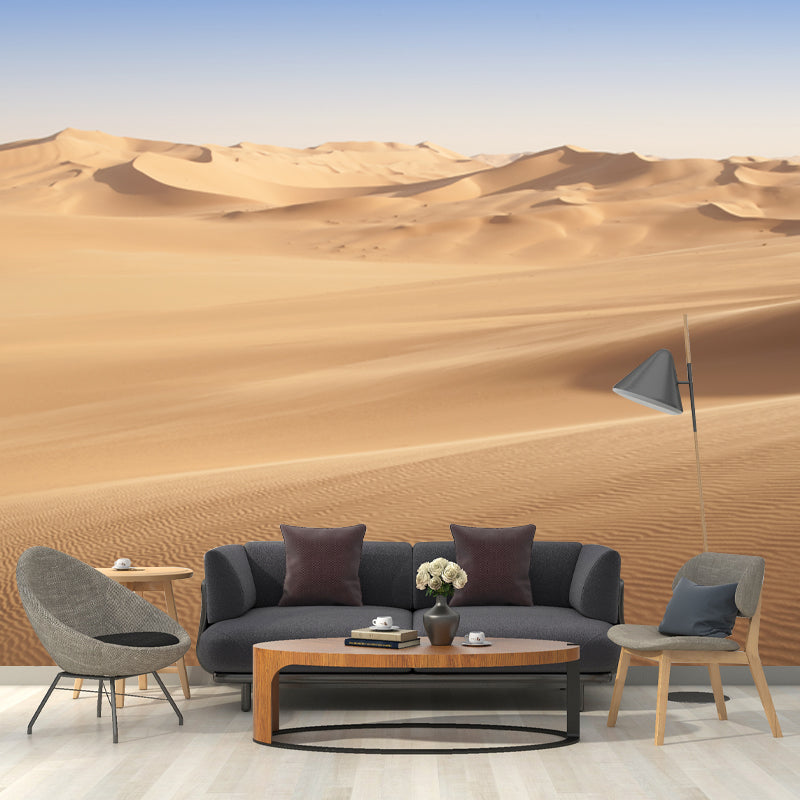 Photography Sand Dunes Scene Mural Whole Wall Decor for Living Room, Custom Printed Yellow Clearhalo 'Wall Decor' 'Wall Mural' 1920705