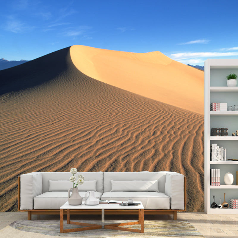 Modern Desert Wall Mural Decal Yellow Split View of the Dune Wall Covering for Accent Wall Yellow Clearhalo 'Wall Decor' 'Wall Mural' 1920740