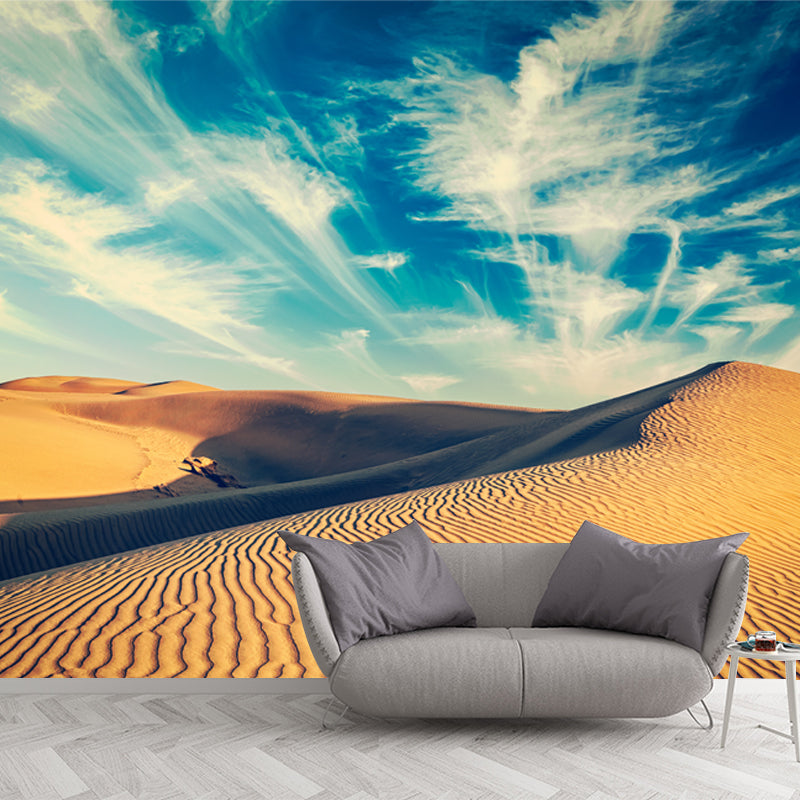 Yellow Contemporary Mural Full-Size View of Desert and Sky Wall Decor for Bedroom Yellow Clearhalo 'Wall Decor' 'Wall Mural' 1920765