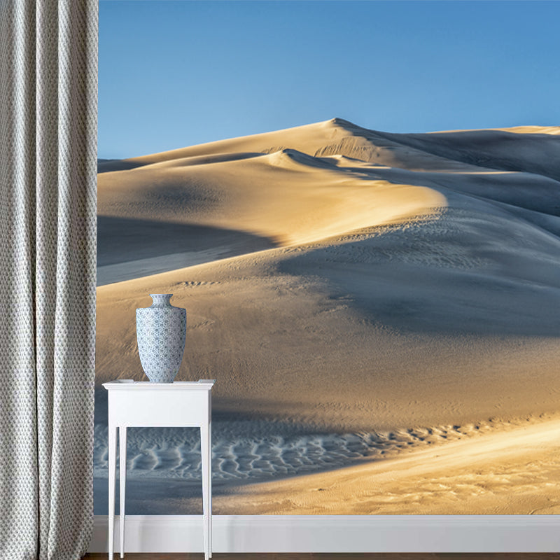 Curvaceous Sand Dune Wallpaper Mural Living Room Desert Scenery Wall Covering, Custom Made Yellow Clearhalo 'Wall Decor' 'Wall Mural' 1920790