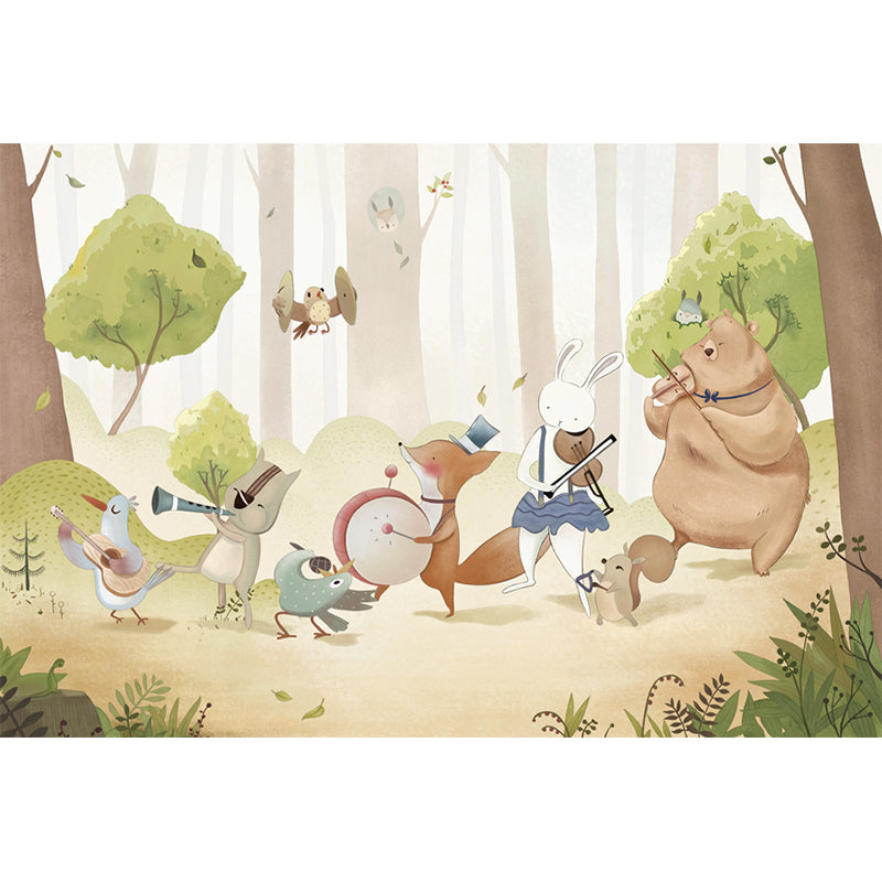 Non-Woven Decorative Mural Children's Art Cartoon Animals Wall Decor, Custom Printed Clearhalo 'Wall Decor' 'Wall Mural' 1921069