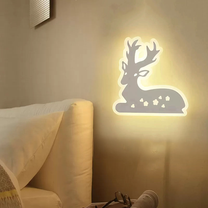 Corridor Stair Sika Deer Wall Light Acrylic Animal White Finish Sconce Light Clearhalo 'Wall Lamps & Sconces' 'Wall Lights' Lighting' 192138