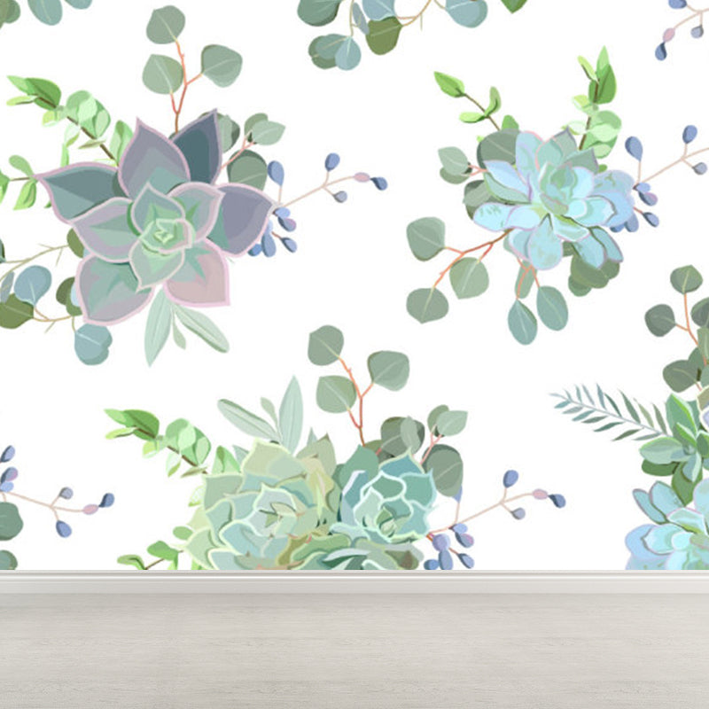 Pastel Color Flower Print Mural Wallpaper Moisture-Proof Wall Art for Dining Room Clearhalo 'Wall Decor' 'Wall Mural' 1921573