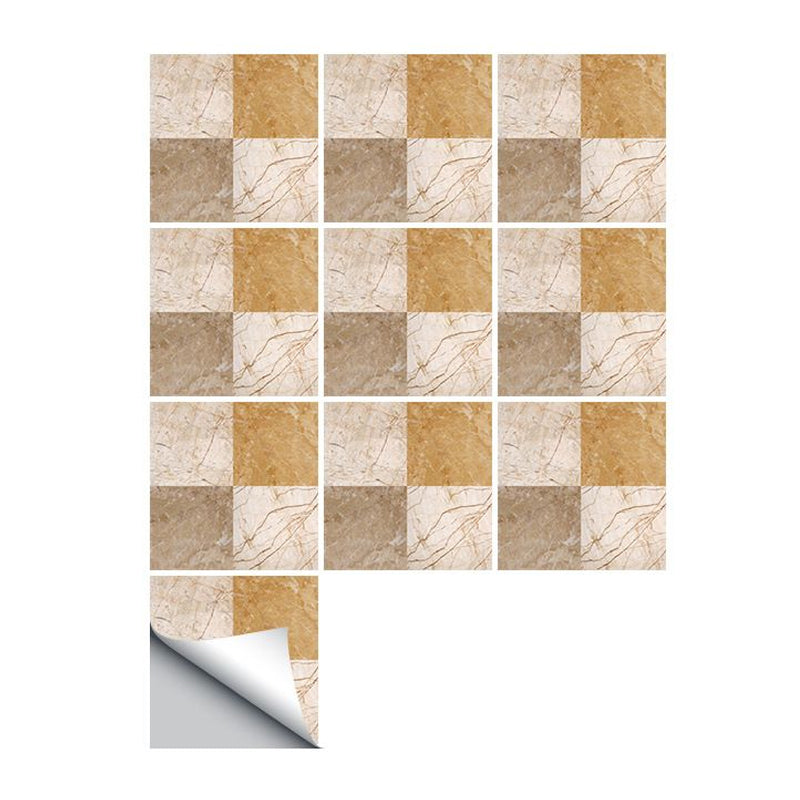 50 Pcs Mosaic Tile Stick Wallpapers Modern Classic Marble Wall Covering in Brown, 6' x 6