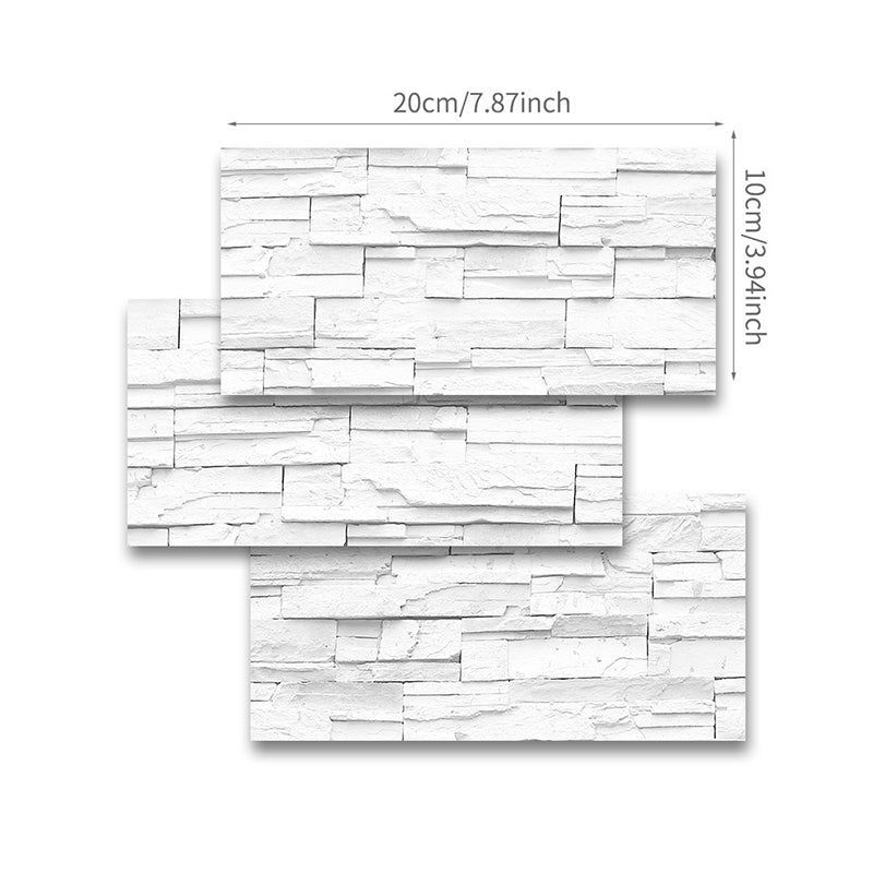 White Brick Wallpaper Panel Set Self-Sticking Simple Style Kitchen Wall Art, 8' L x 4