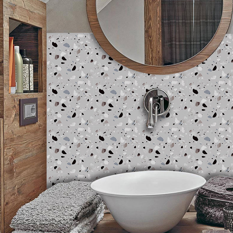 Peel off Terrazzo Wallpaper Panel Set Industrial PVC Wall Covering, 12.2-sq ft (50 Pcs) White 1 Set Clearhalo 'Industrial wall decor' 'Industrial' 'Wallpaper' Wall Decor' 1921814