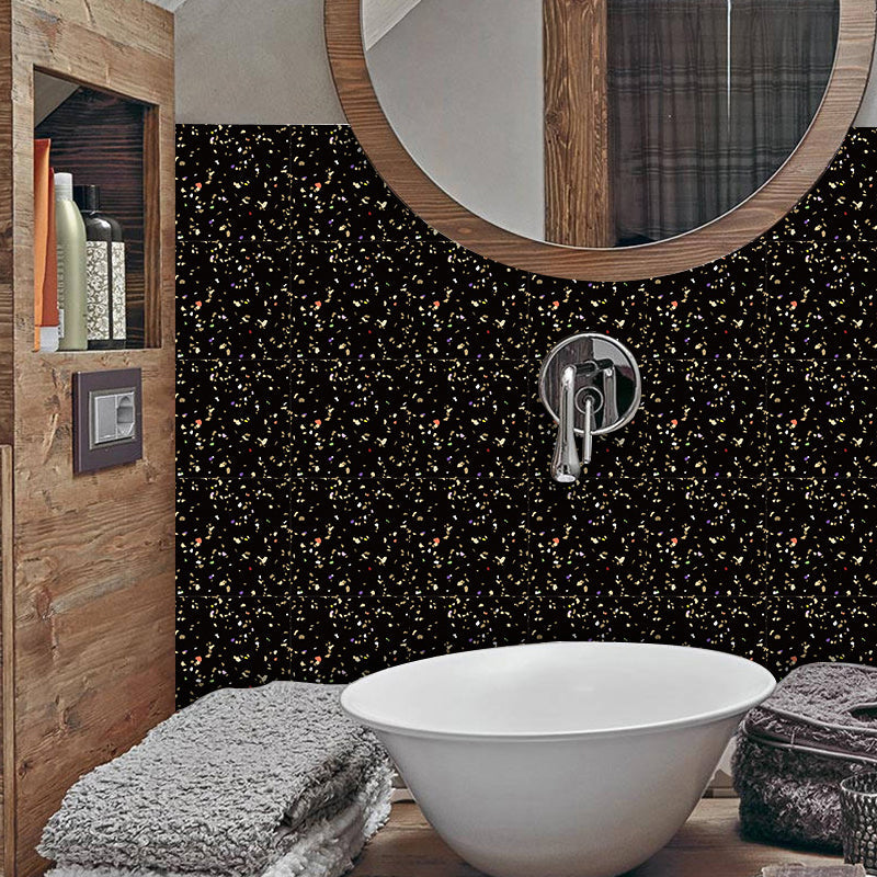 Peel off Terrazzo Wallpaper Panel Set Industrial PVC Wall Covering, 12.2-sq ft (50 Pcs) Black 1 Set Clearhalo 'Industrial wall decor' 'Industrial' 'Wallpaper' Wall Decor' 1921819