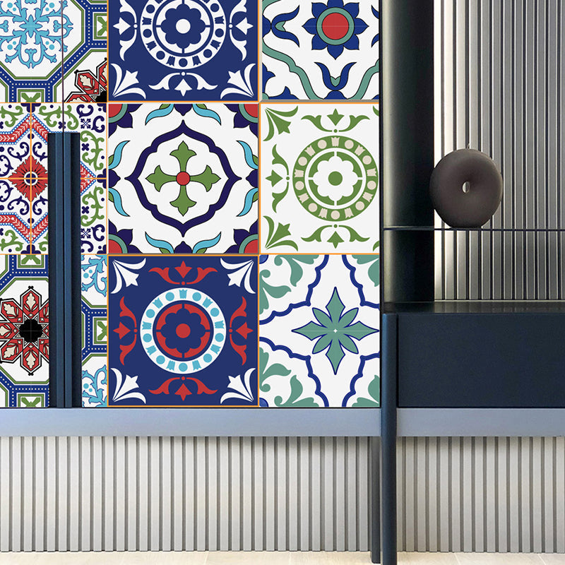 Purple Mandala Wallpaper Panel Baroque Tiles Boho Adhesive Wall Decor for Restroom Clearhalo 'Wall Decor' 'Wallpaper' 1921860