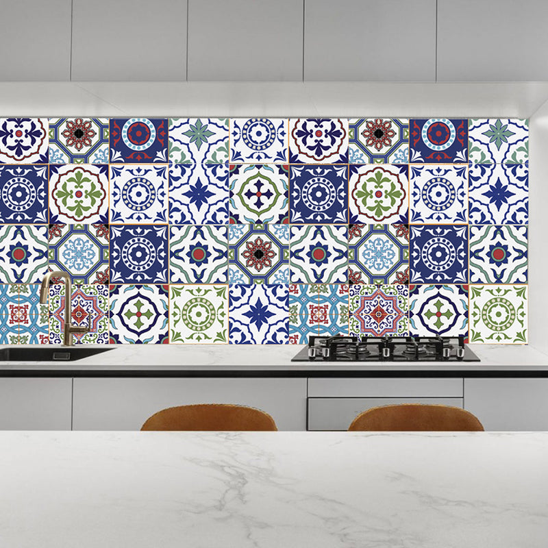 Purple Mandala Wallpaper Panel Baroque Tiles Boho Adhesive Wall Decor for Restroom Clearhalo 'Wall Decor' 'Wallpaper' 1921861
