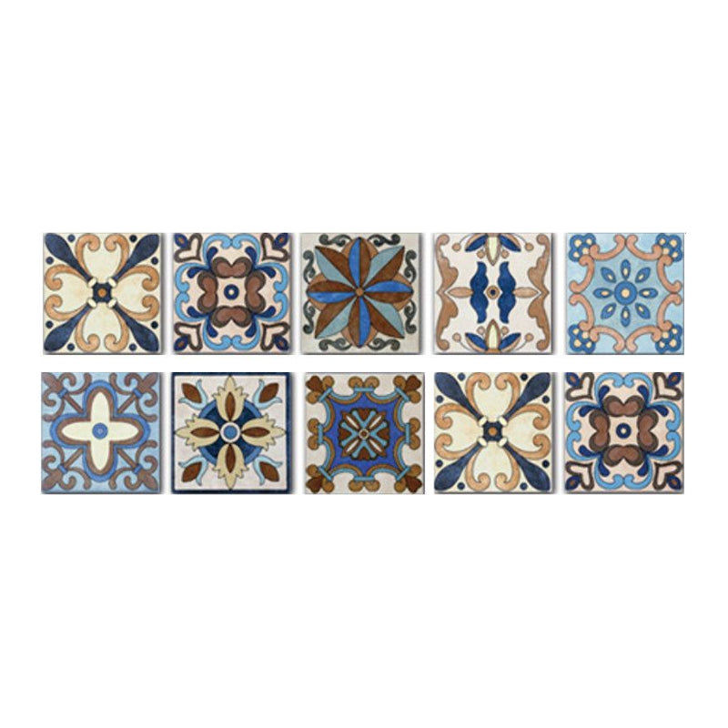 Bohemia Floral Pattern Wallpaper Panels Blue Baroque Tiles Wall Covering, Easy Peel off Clearhalo 'Wall Decor' 'Wallpaper' 1921877