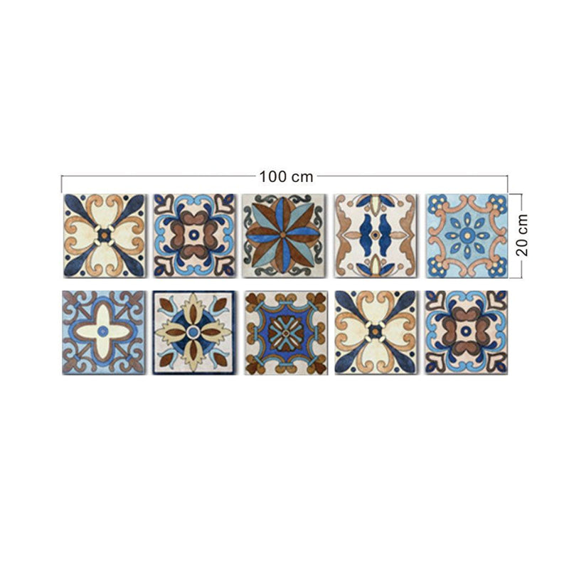 Bohemia Floral Pattern Wallpaper Panels Blue Baroque Tiles Wall Covering, Easy Peel off Clearhalo 'Wall Decor' 'Wallpaper' 1921878