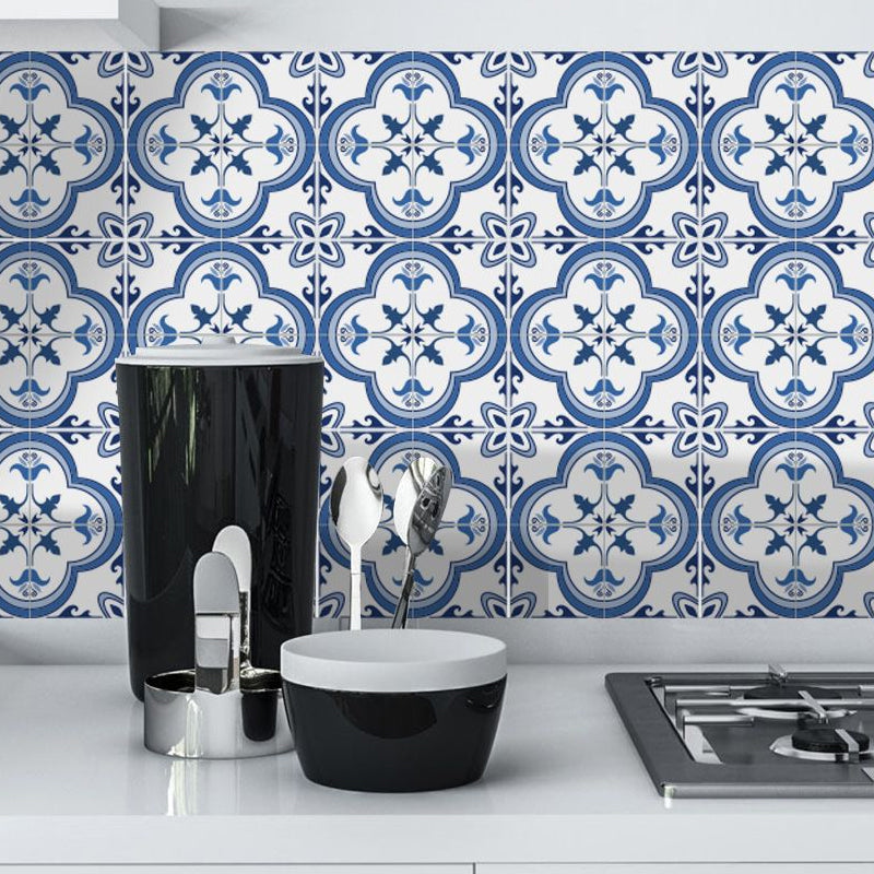 Boho Quatrefoil Turkish Tile Wallpapers 50 Pieces Blue Peel and Paste Wall Art for Kitchen Blue 1 Set Clearhalo 'Wall Decor' 'Wallpaper' 1921912