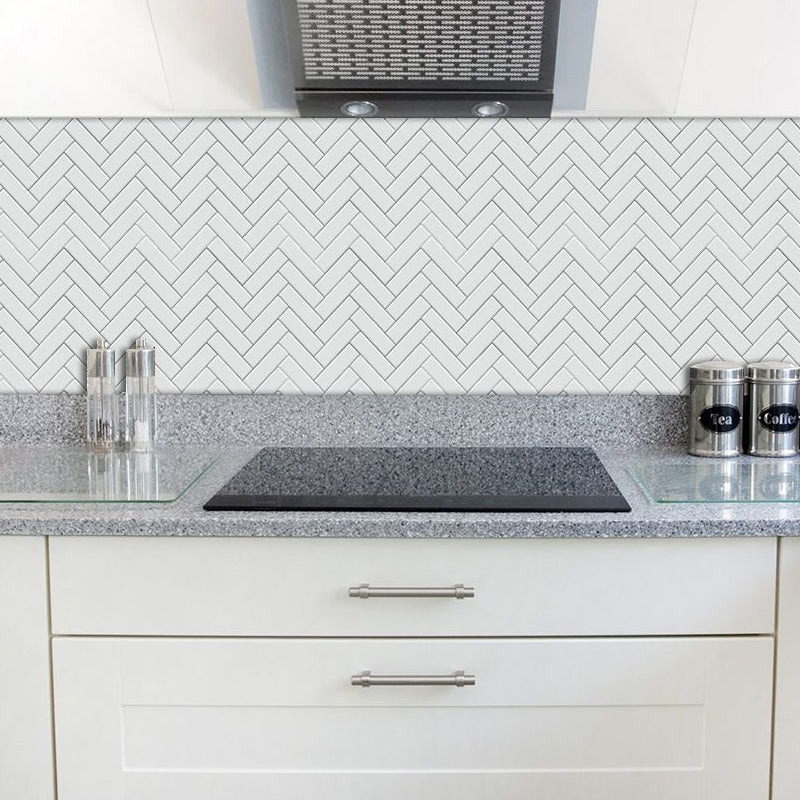 Minimalistic Herringbone Wallpaper Panels Beige Geometric Wall Covering for Bathroom, Self-Sticking Clearhalo 'Modern wall decor' 'Modern' 'Wallpaper' Wall Decor' 1921946