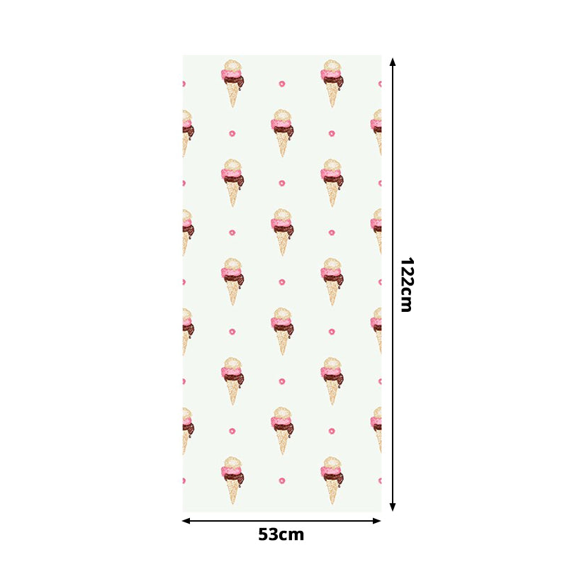 Ice Cream Adhesive Wallpaper Panels Cartoon Yummy Food Wall Art in Brown, 4' x 20.5