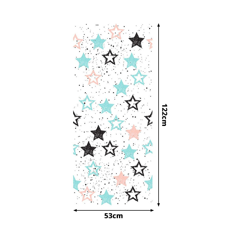 PVC Blue Wallpaper Panels Kids Star and Dot Print Self-Adhesive Wall Decor, 4' L x 20.5