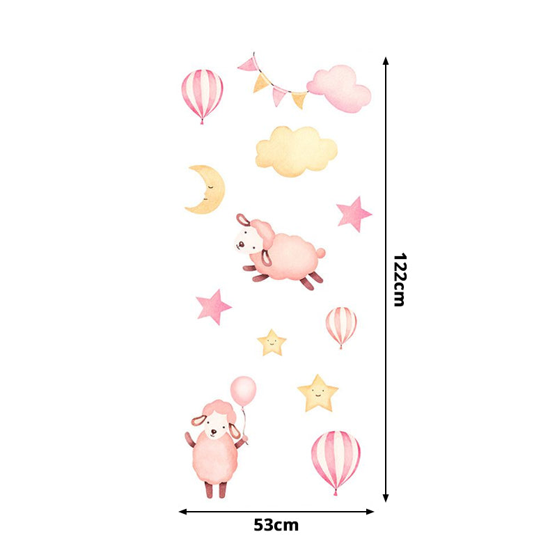 Pink Sheep Wallpaper Panel Set Animal Pattern Cartoon Peel off Wall Art for Baby Room Clearhalo 'Wall Decor' 'Wallpaper' 1922050