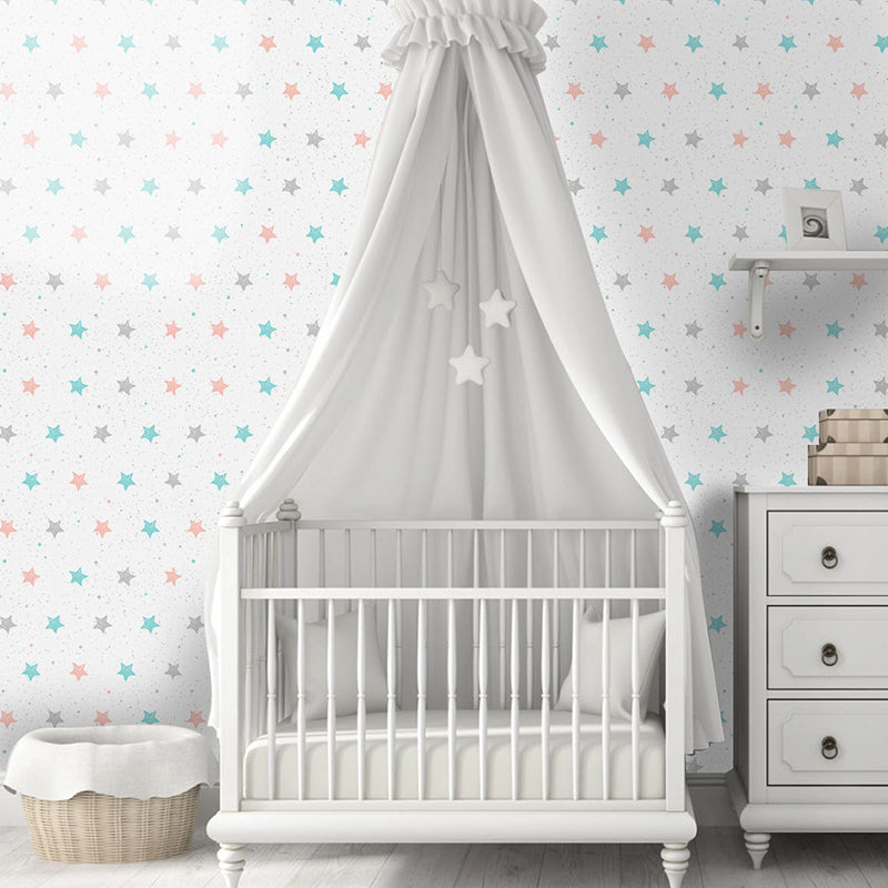 Kids Stars Pattern Wallpaper Panel Set PVC Stick On Blue Wall Art for Childrens Room Clearhalo 'Wall Decor' 'Wallpaper' 1922068