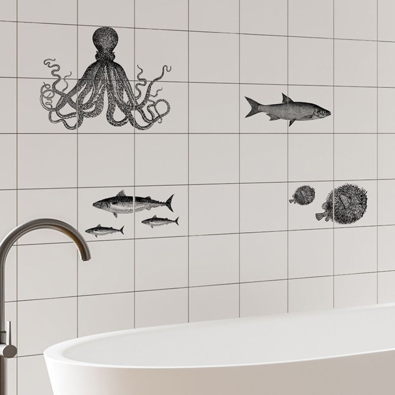 Aquatic Creatures Wallpaper Panels Kids Pick Up Sticks Kitchen Wall Art, 8' x 8