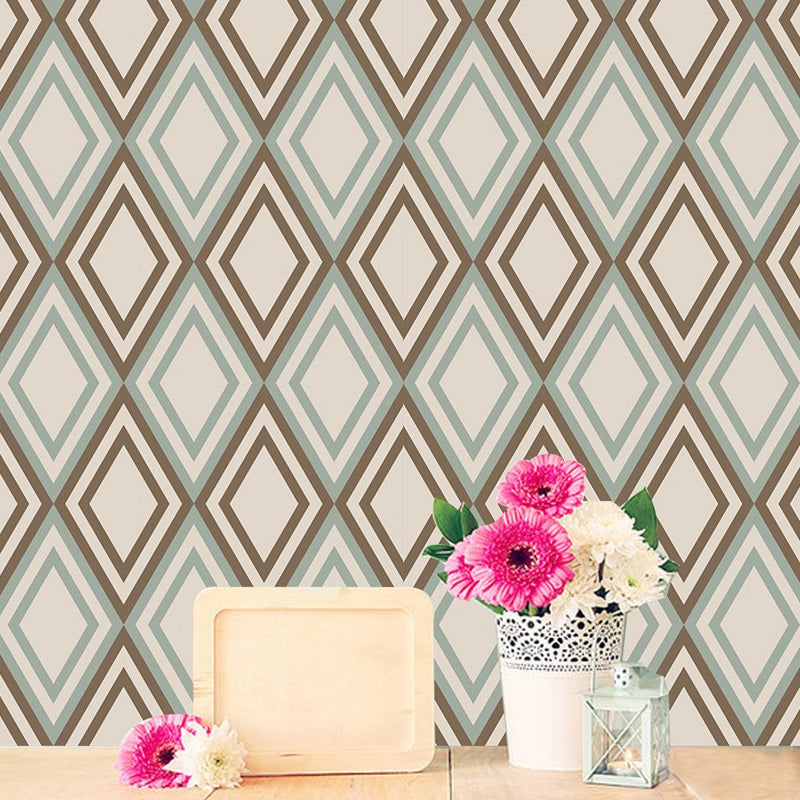 Green Trellis Pattern Wallpaper Panels Geometric Modernist Self-Sticking Wall Art Green Clearhalo 'Modern wall decor' 'Modern' 'Wallpaper' Wall Decor' 1922126