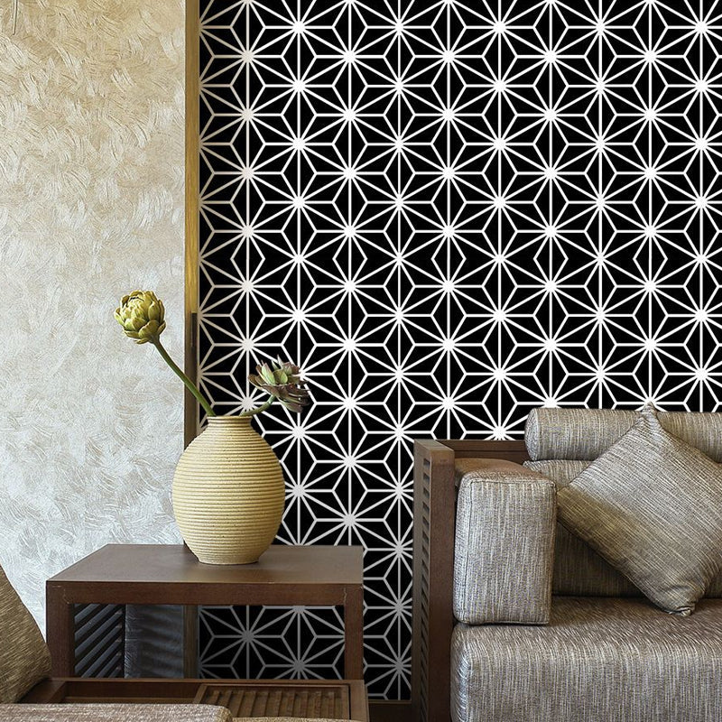 Abstract Geometric Wallpaper Panels Contemporary Stick On Living Room Wall Art, 4' x 20.5