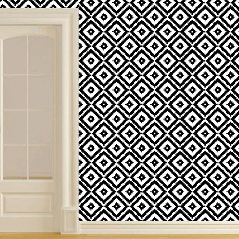 Diamond Pattern Wallpaper Panel Set Peel and Stick Modern Dining Room Wall Covering, 4' x 20.5