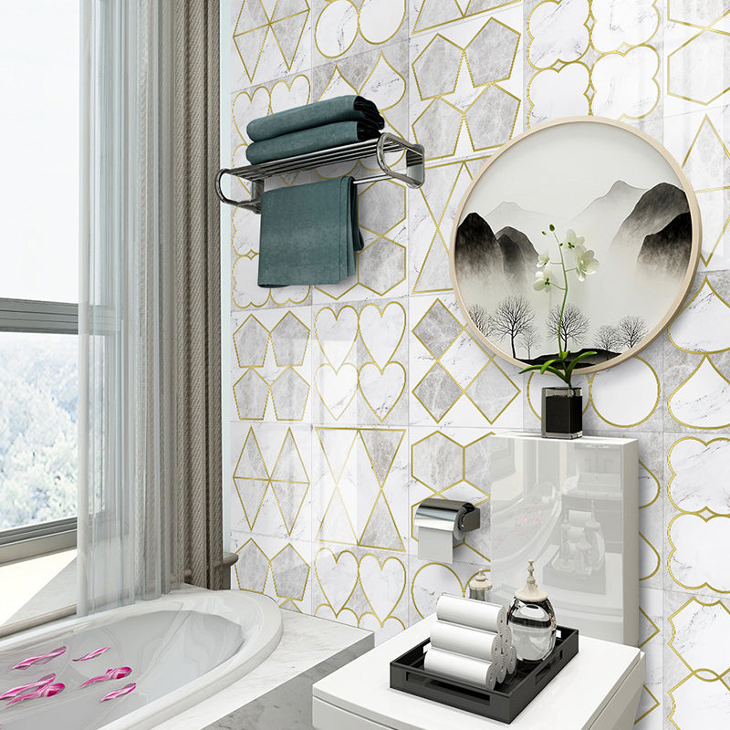 Modernist Geometry Wallpaper Panels for Bathroom 8' L x 8