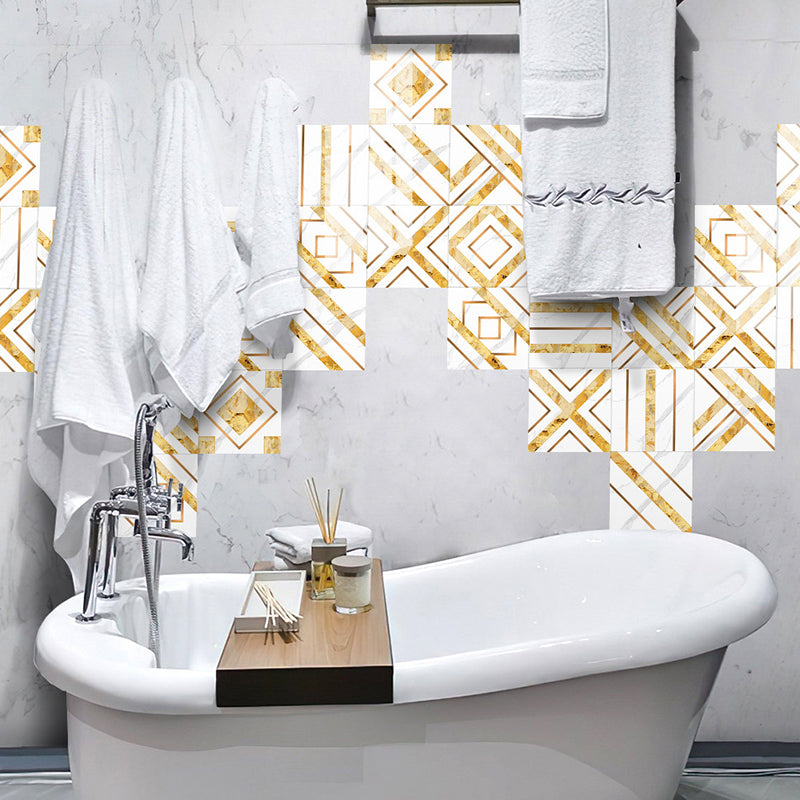 Gold Geometric Wallpaper Panels Self-Stick Modern Style Bathroom Wall Art, 8' x 8