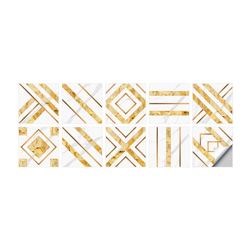 Gold Geometric Wallpaper Panels Self-Stick Modern Style Bathroom Wall Art, 8' x 8