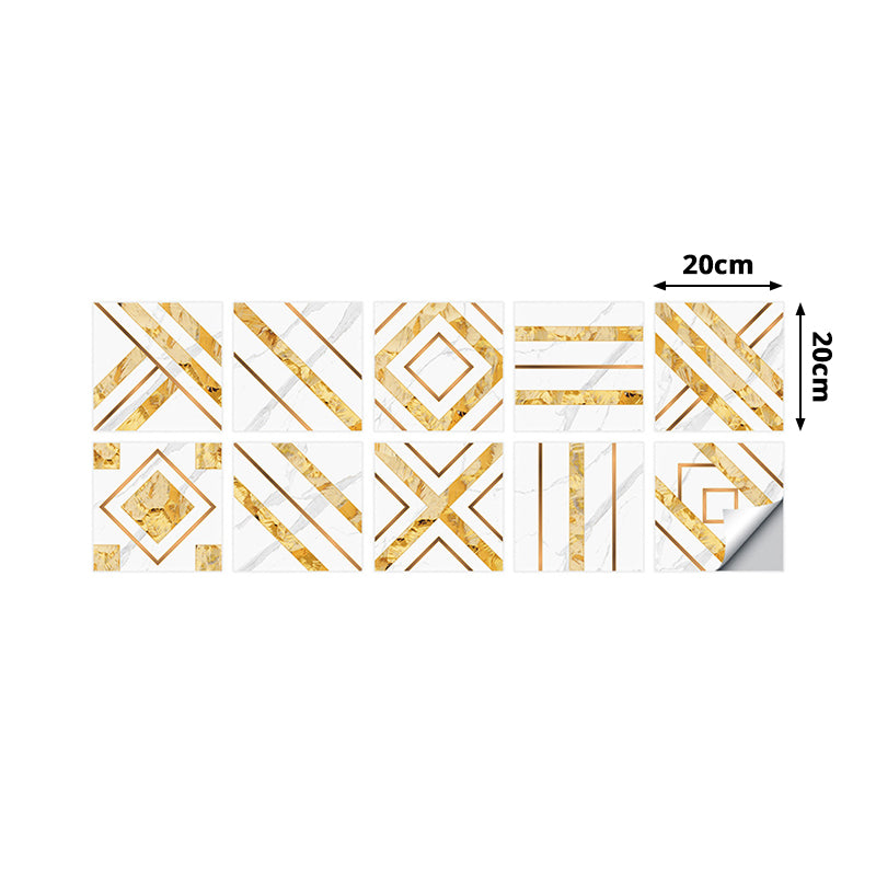 Gold Geometric Wallpaper Panels Self-Stick Modern Style Bathroom Wall Art, 8' x 8