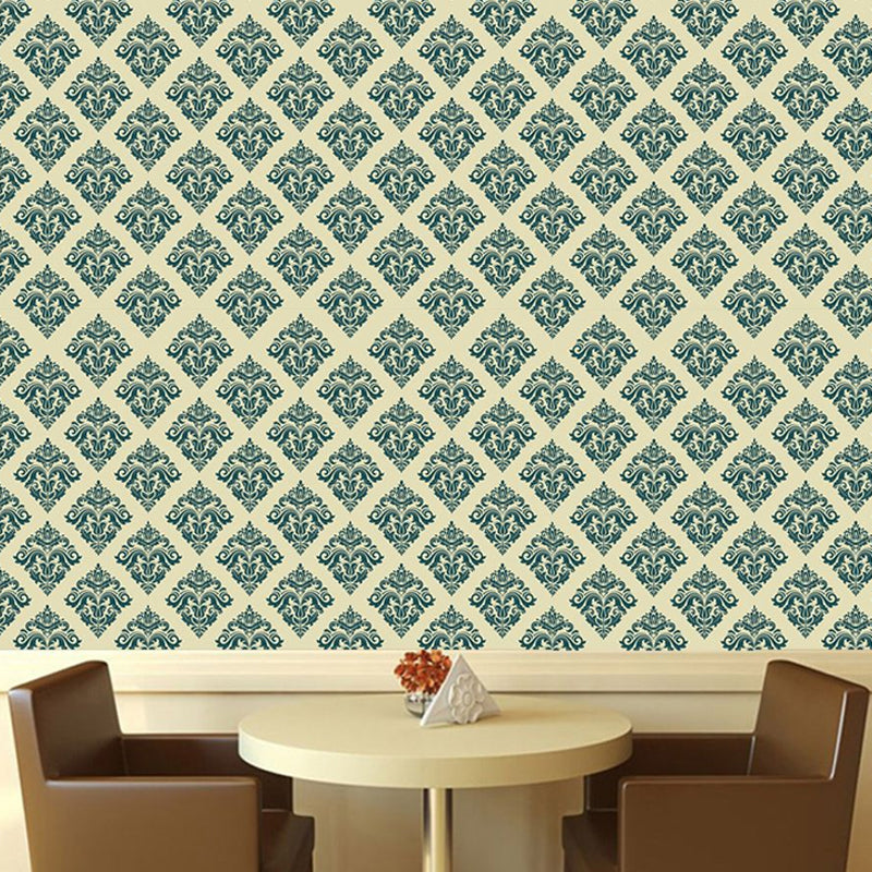 Self-Stick Jacquard Wallpaper Panels Vintage Beautiful Latticework Wall Art in Green, 4' x 20.5