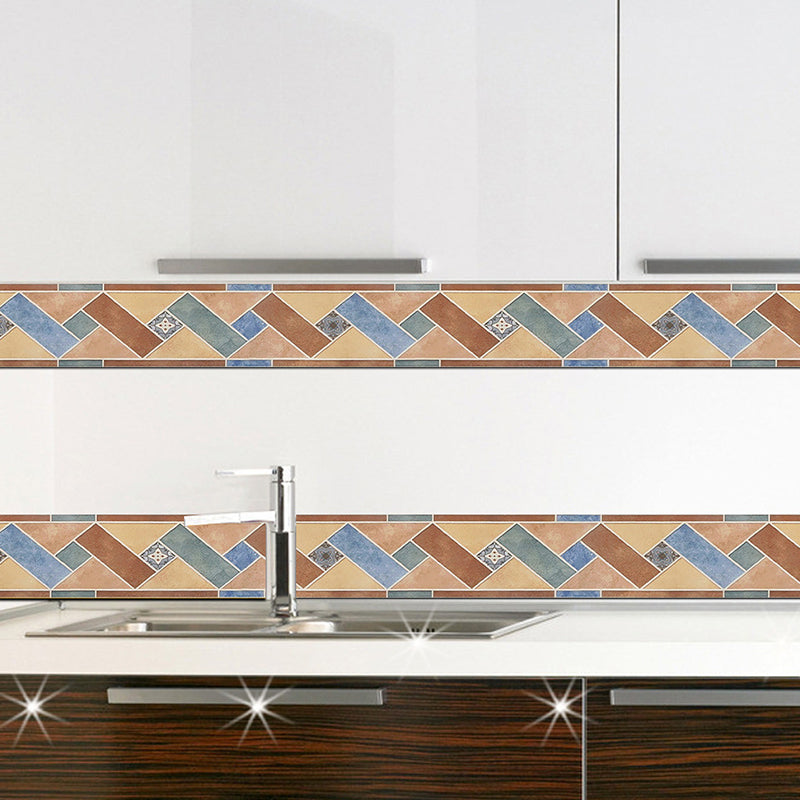 Seamless Chevron Printed Wallpaper Border Boho Adhesive Kitchen Backsplash Wall Art, 6.5' x 4