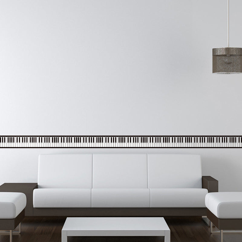 Black and White Piano Wallpaper Pick Up Sticks Wall Covering for Bathroom, Easy to Remove Clearhalo 'Wall Decor' 'Wallpaper' 1922357
