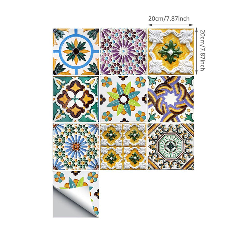 Bright Moroccan Peel Wallpapers for Dining Room Flower Tile Wall Covering, 8' x 8