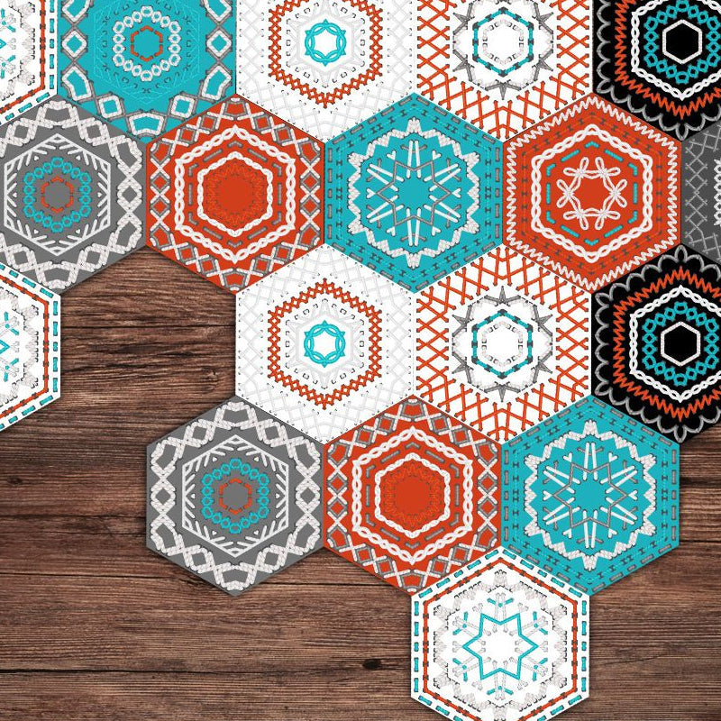 Red Hexagon Wallpaper Panel Set Tiles Bohemia Self-Stick Wall Covering for Bedroom Red Clearhalo 'Wall Decor' 'Wallpaper' 1922412